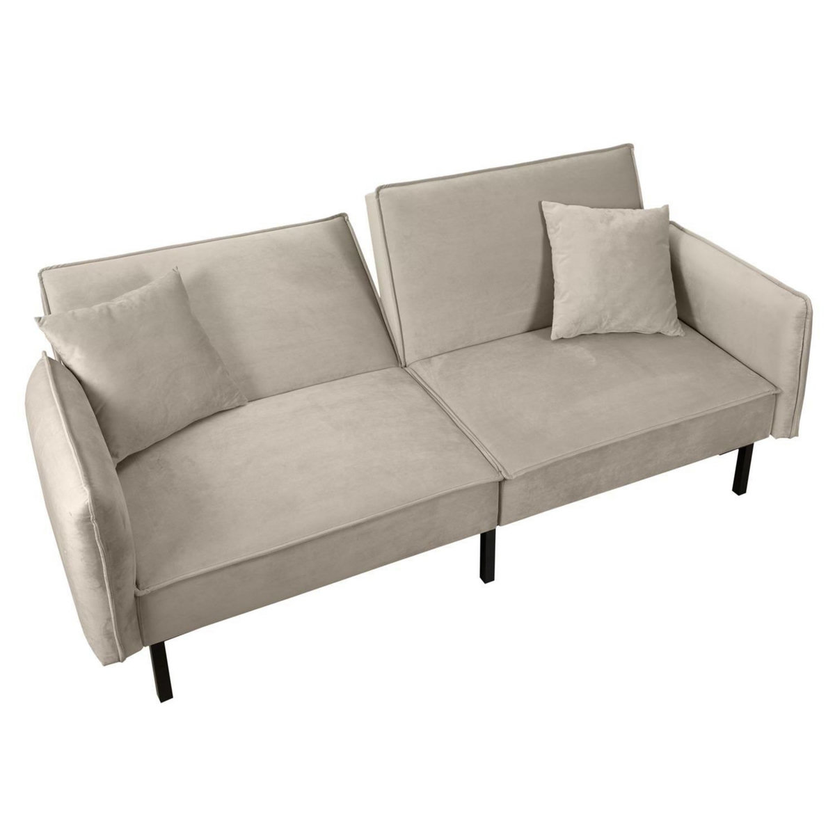 The Home Deco Factory Canapé convertible en velours Risor  - 3 Places - Taupe