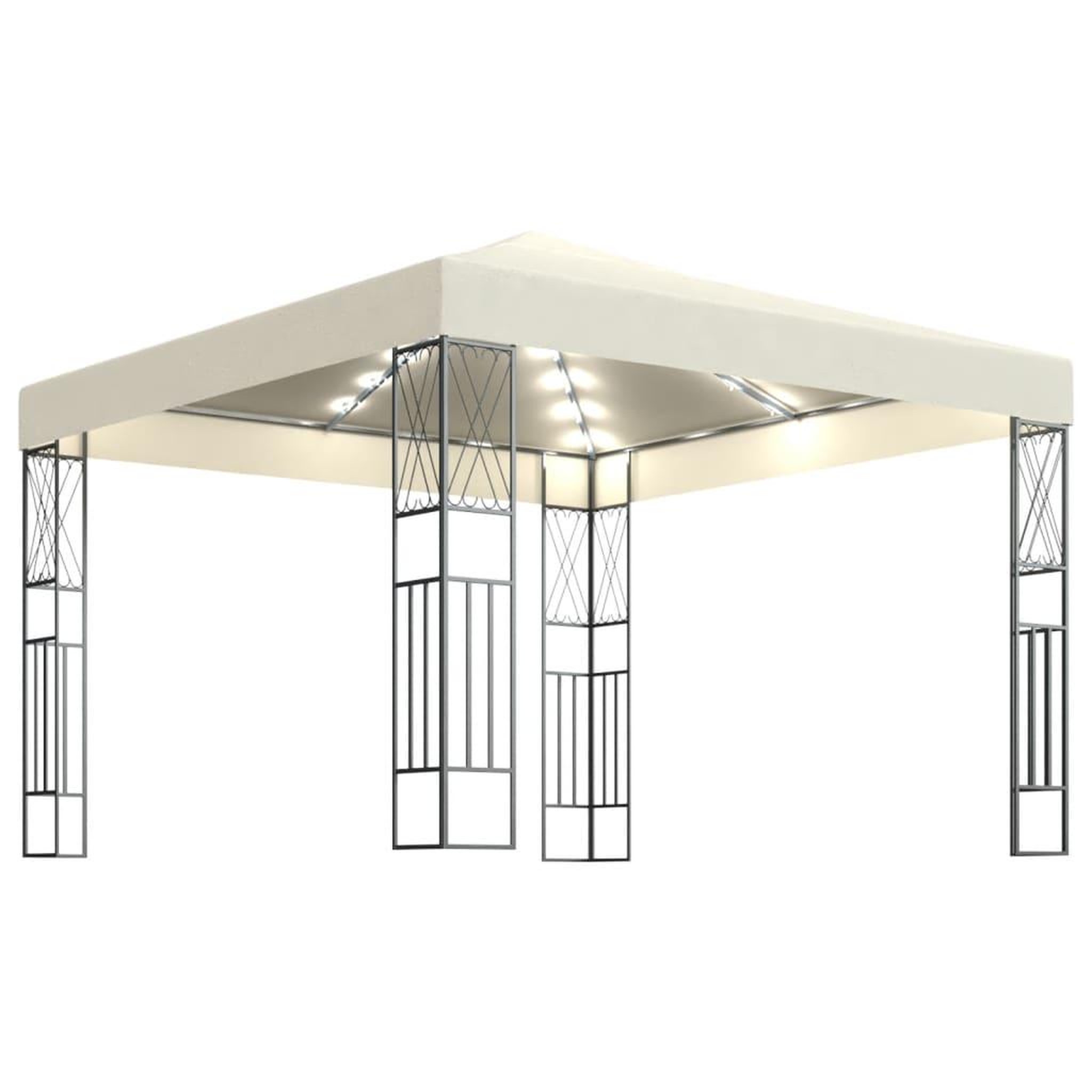 Voir la diapositive 2 : VIDAXL Tonnelle avec guirlande lumineuse a LED 3x3 m Creme Tissu