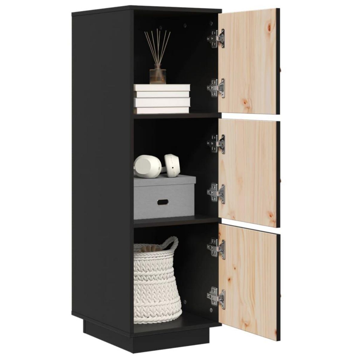 VIDAXL Buffet haut Noir 34x40x108,5 cm Bois massif de pin