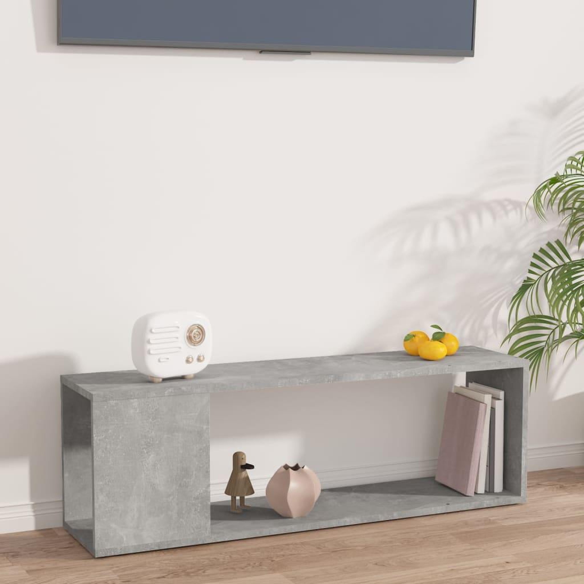 VIDAXL Meuble TV Gris beton 100x24x32 cm Bois d'ingenierie