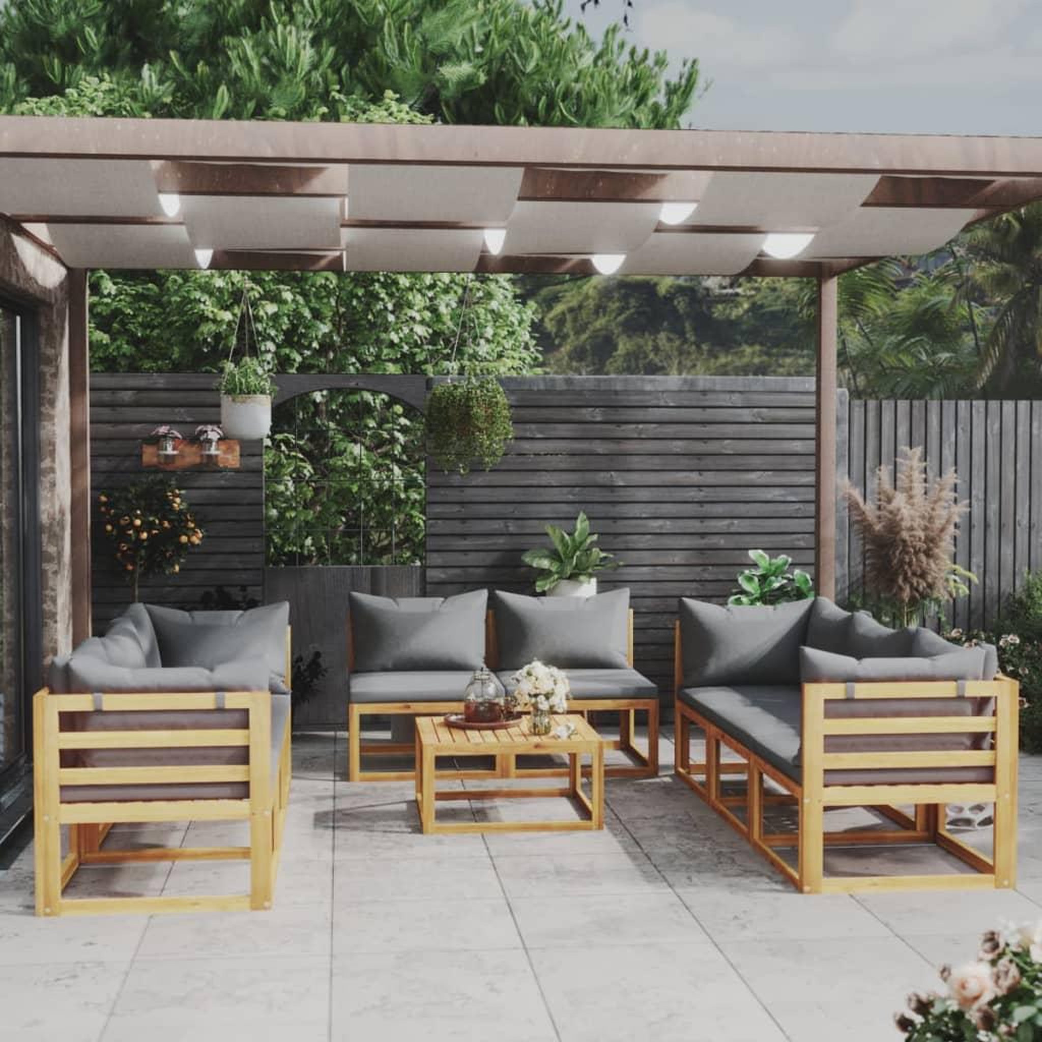 Voir la diapositive 1 : VIDAXL Salon de jardin 9 pcs avec coussin Bois d'acacia solide