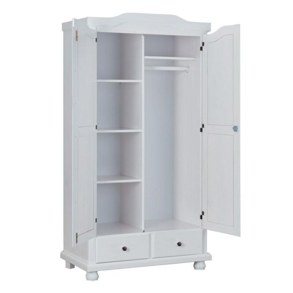 Paris Prix Armoire 2 Portes & 2 Tiroirs  Cama  198cm Blanc
