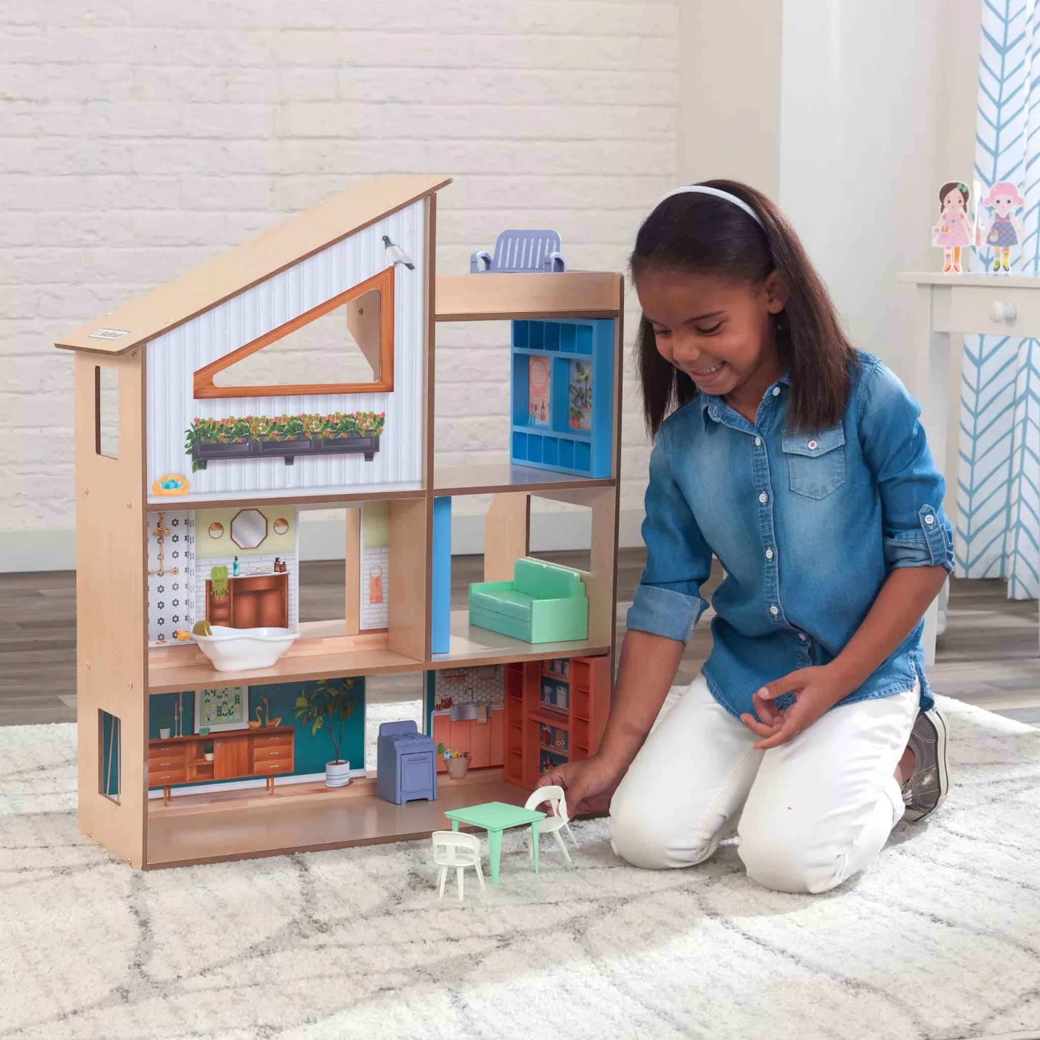 Voir la diapositive 3 : Kidkraft Maison de poupées en bois - Hazel
