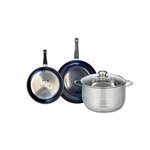 ELO Ensemble de 2 Poêles de cuisson 20 et 24 cm et 1 faitout 24 cm Elo Prima Brillant