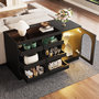 Voir la diapositive 5 : MERAX Buffet 1 porte(s) 6 tiroir(s) - 120 cm noir led mdf