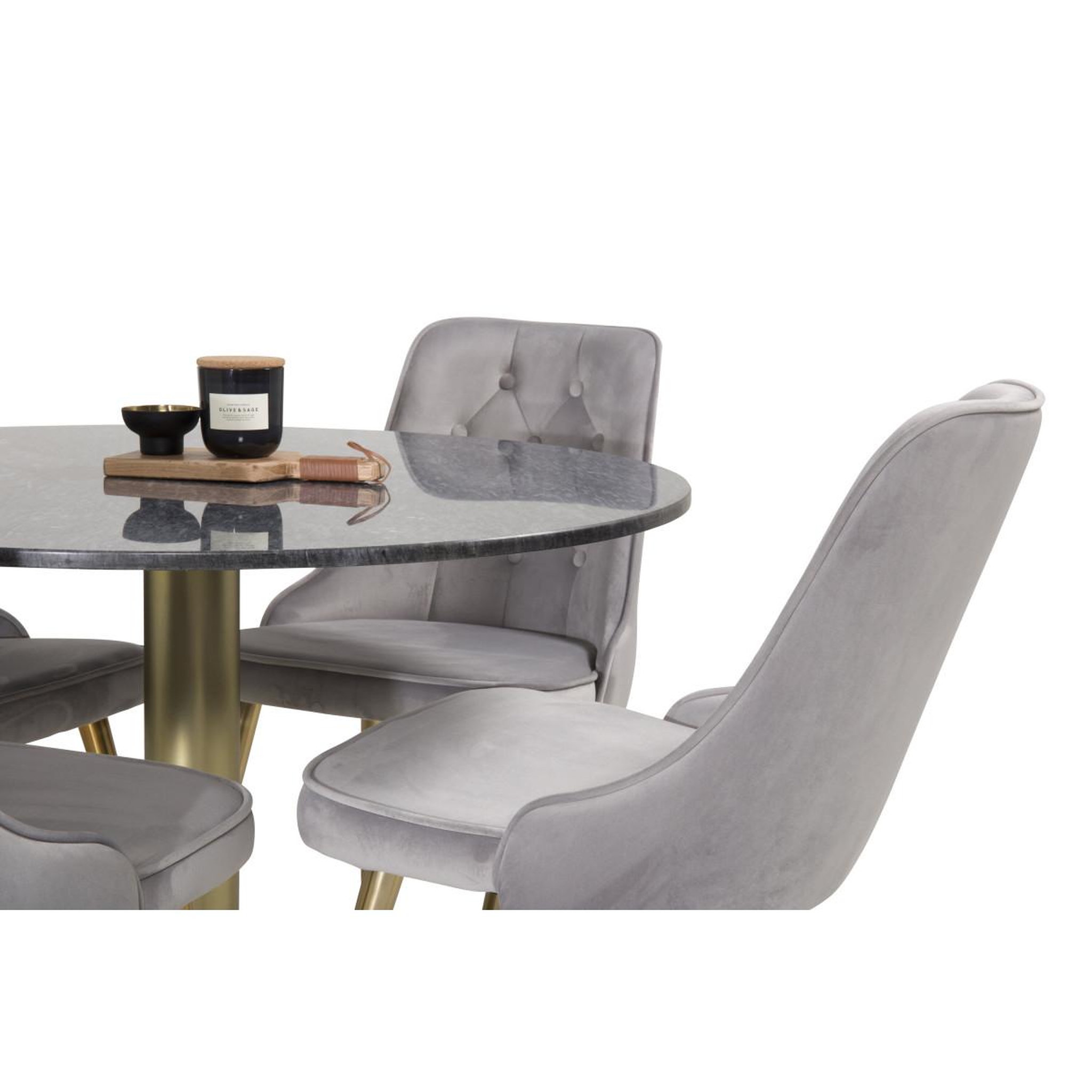 Voir la diapositive 2 : Paris Prix Ensemble Table à Manger & 4 Chaises  Estelle II & Deluxe II  106cm Gris Foncé & Gris