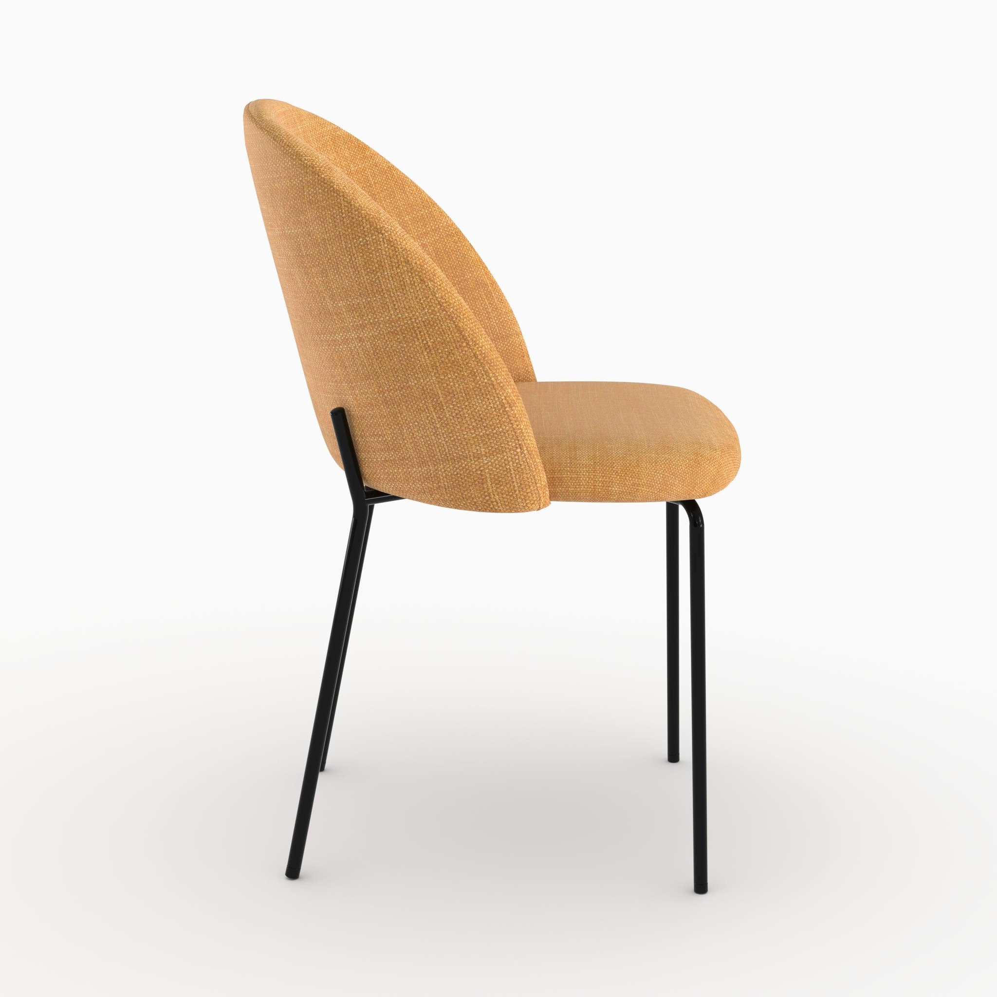 Voir la diapositive 6 : MAISON PAVANE Lot de 2 chaises en tissu texturé jaune moutarde-karl