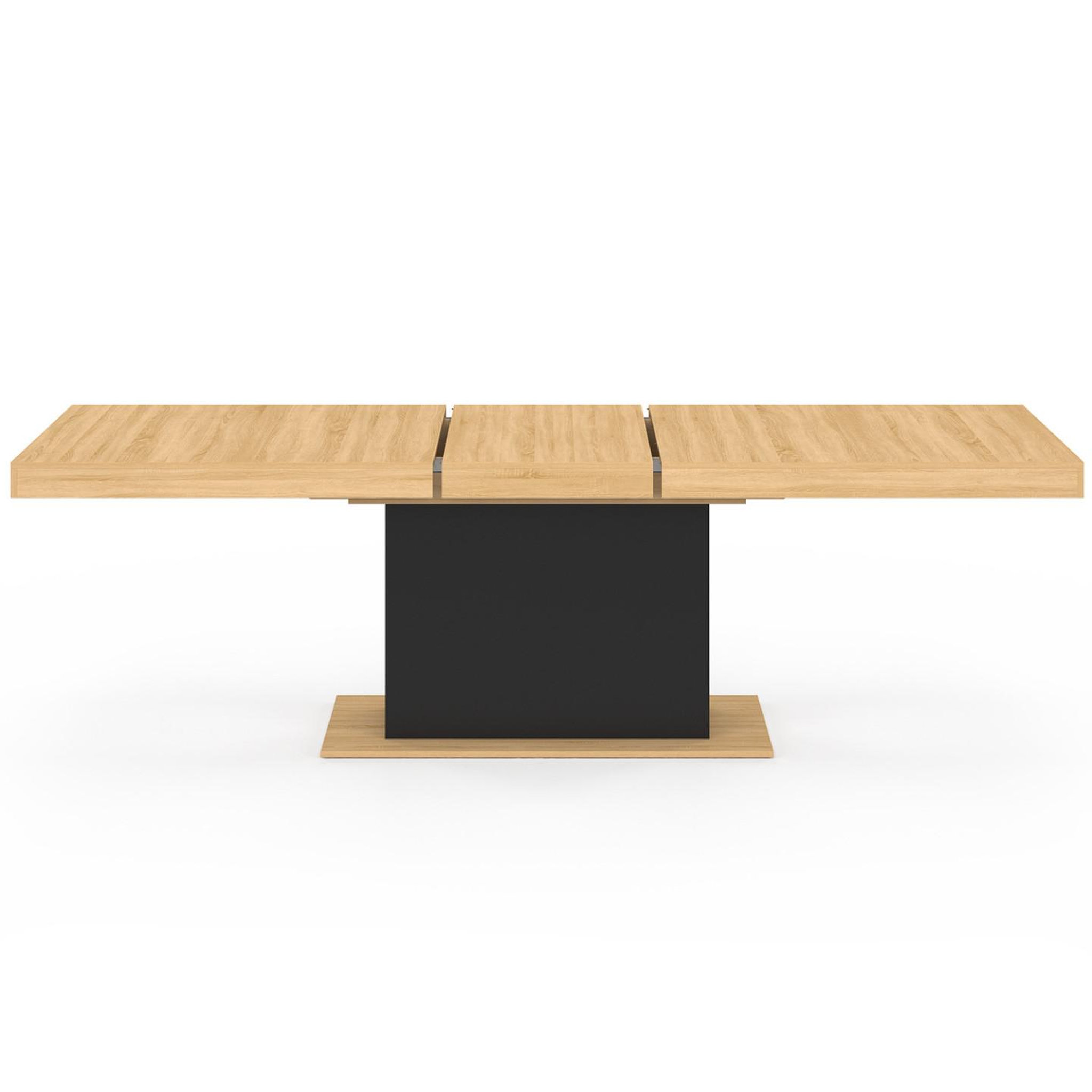 Voir la diapositive 3 : ID MARKET Table à manger extensible rectangle eden 8-12 personnes bois et noir 200-250 cm