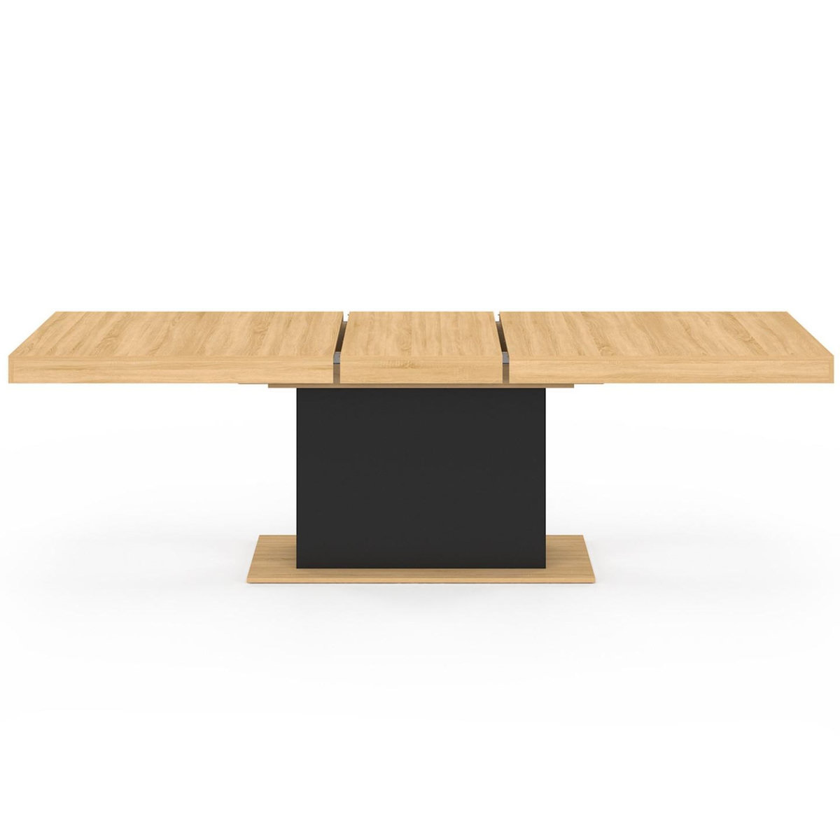 ID MARKET Table à manger extensible rectangle EDEN 8-12 personnes bois et noir 200-250 cm