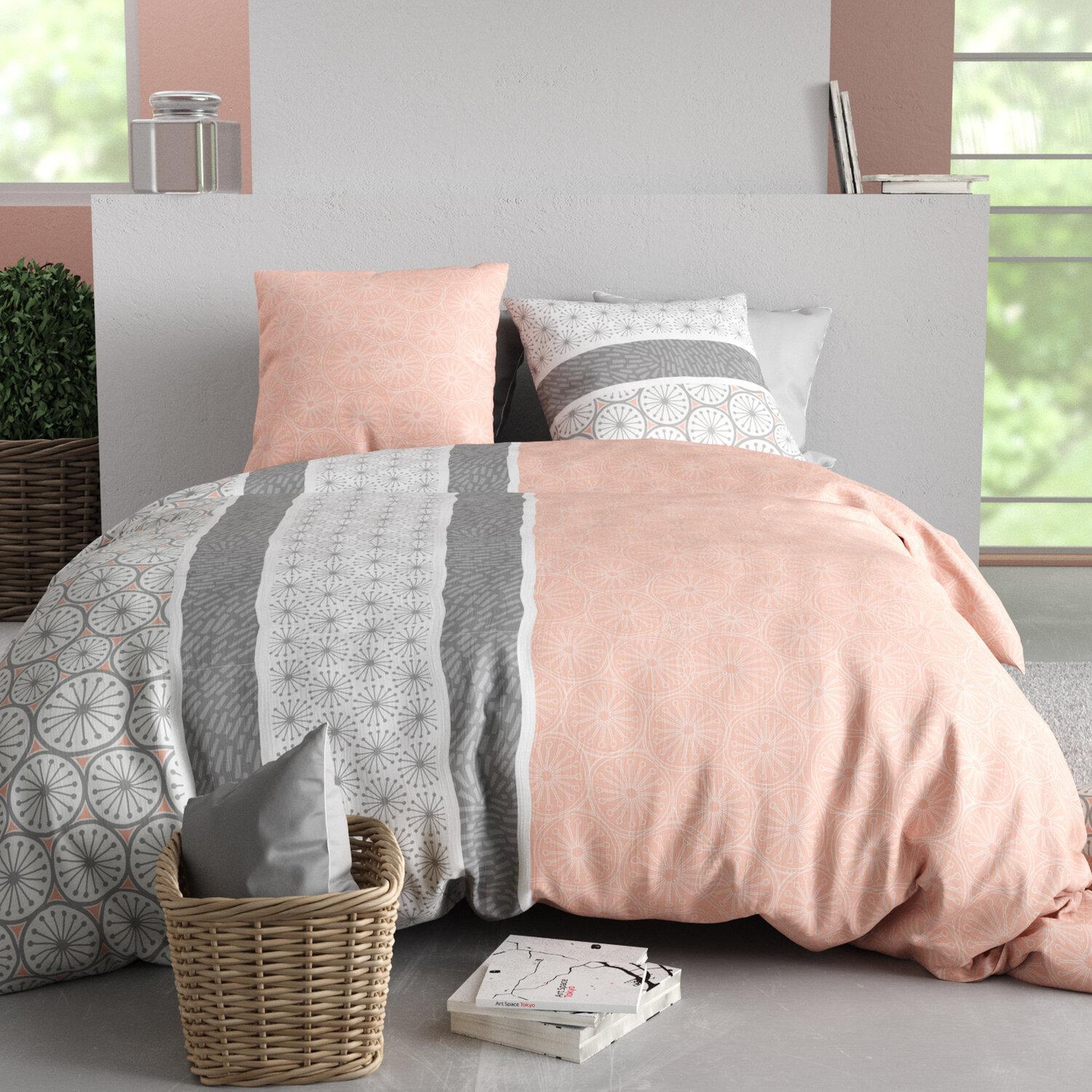 Voir la diapositive 1 : ATELIER DU COTON Parure Housse De Couette 100% Coton 57fils Coraline