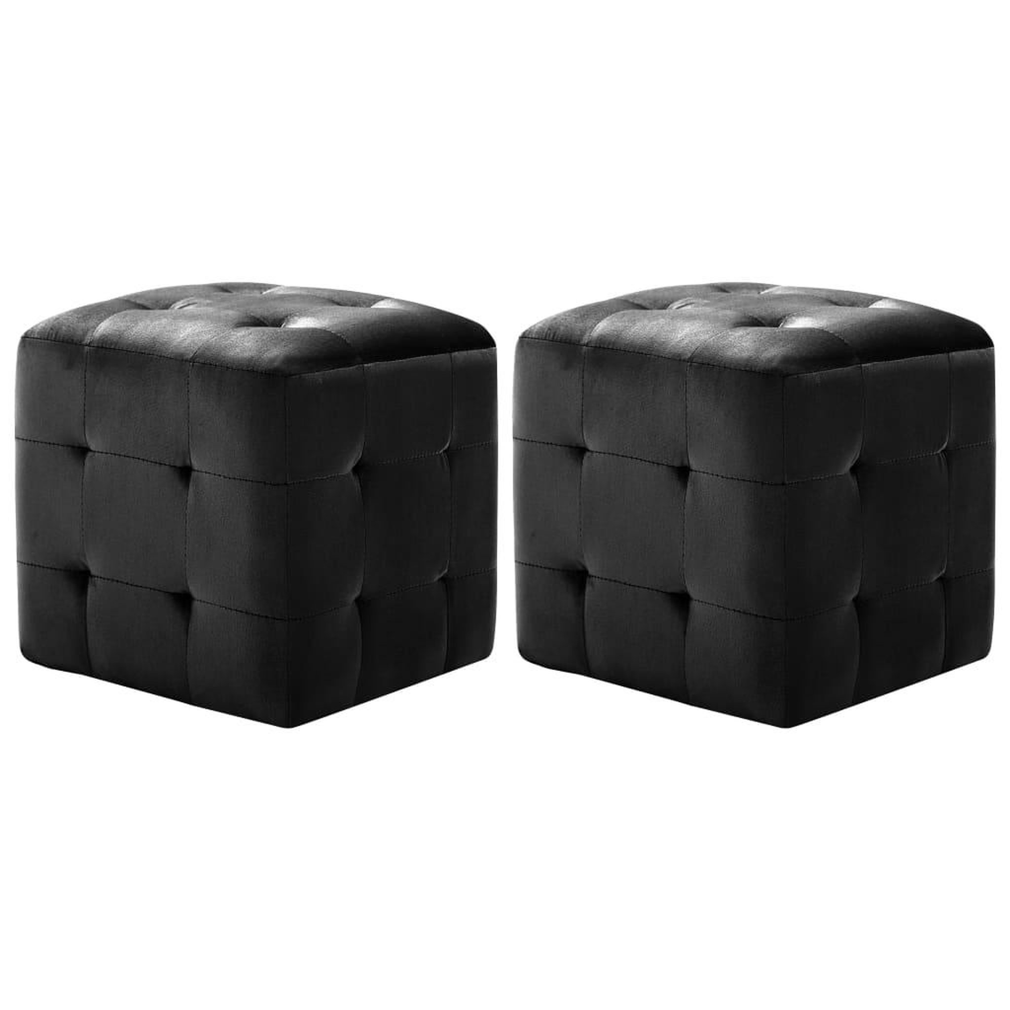 Voir la diapositive 1 : VIDAXL 2 pcs Poufs Noir 30 x 30 x 30 cm Tissu velours