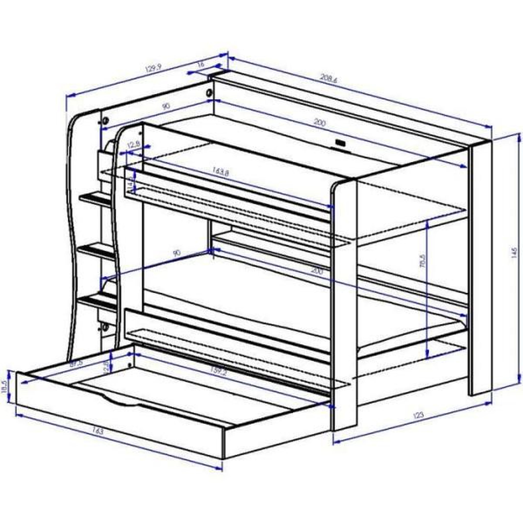 Voir la diapositive 4 : GALIPETTE Lits superposés roomy blanc 90x200