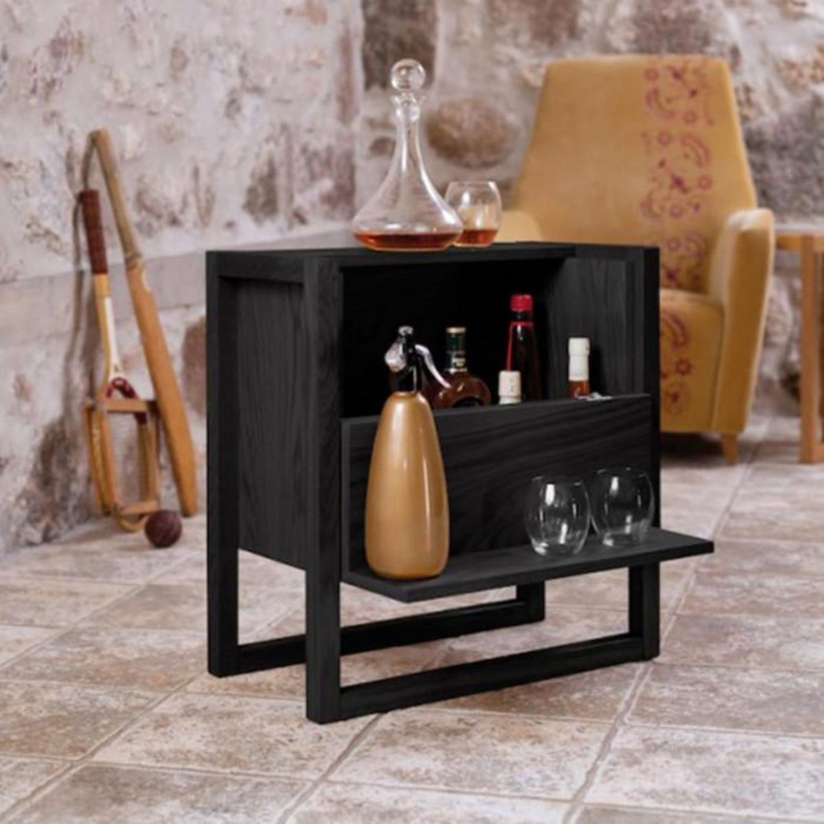 Paris Prix Mini Bar Design  NewEst  60cm Noir