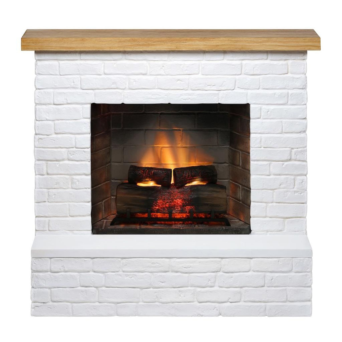 CENTRALE BRICO Cheminée électrique connectée 1400W - ROLF Powerflame 2 - effets flammes 3D, et crépitement - blanc