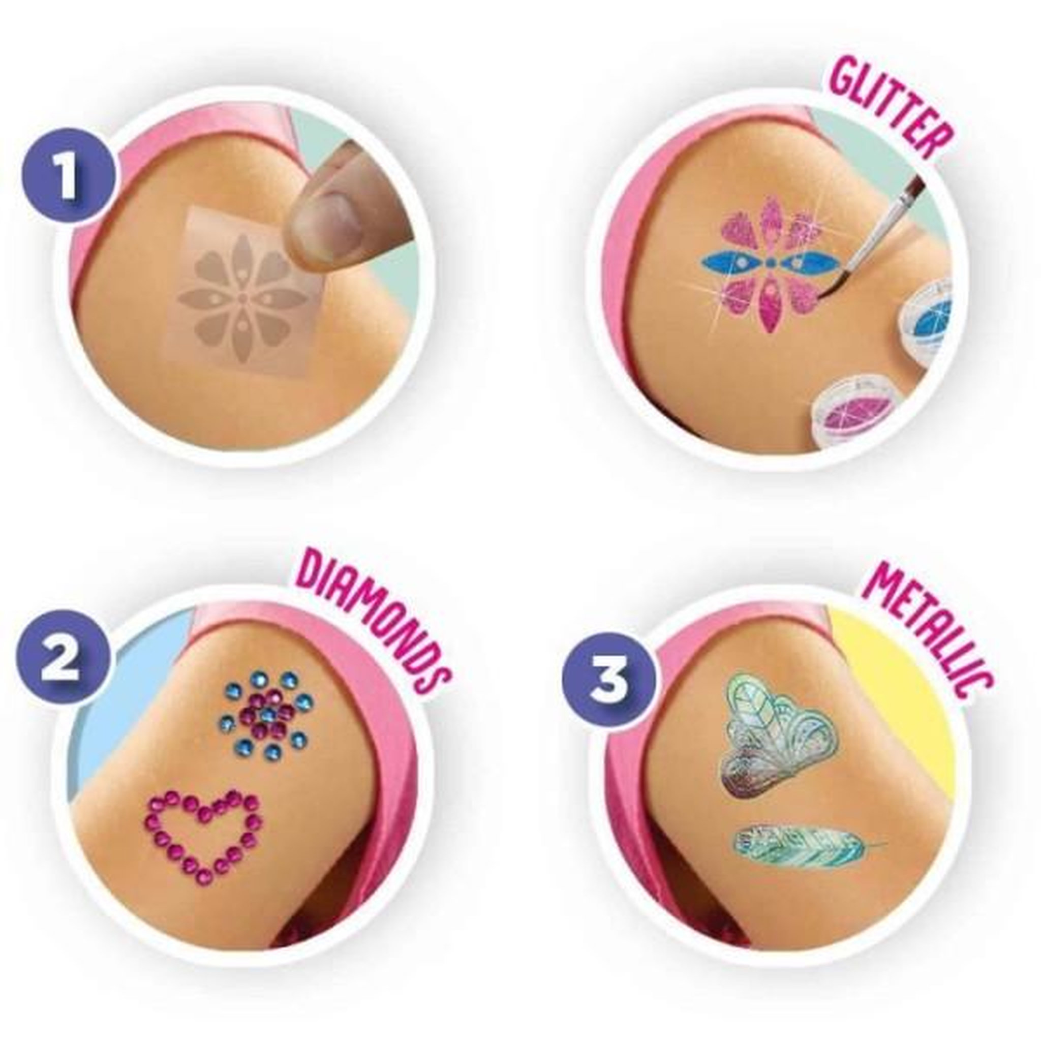 Voir la diapositive 3 : SES Creative Tatouages glamour 3 en 1 - SES CREATIVE - Multicolore - Blanc - Pour enfants des 5 mois