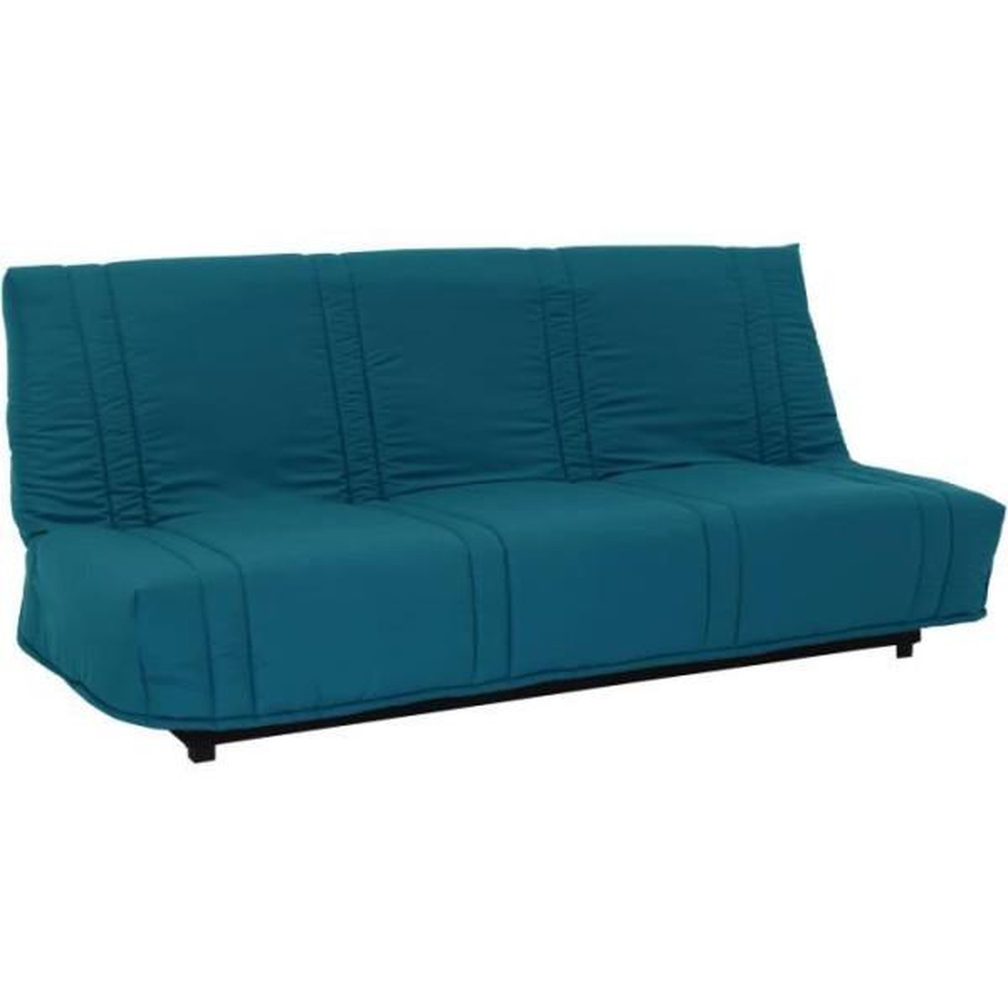 Voir la diapositive 3 : MARKET24 Banquette clic clac 3 places - Bleu canard - 100% coton - L 193 x P 92 cm - LENA