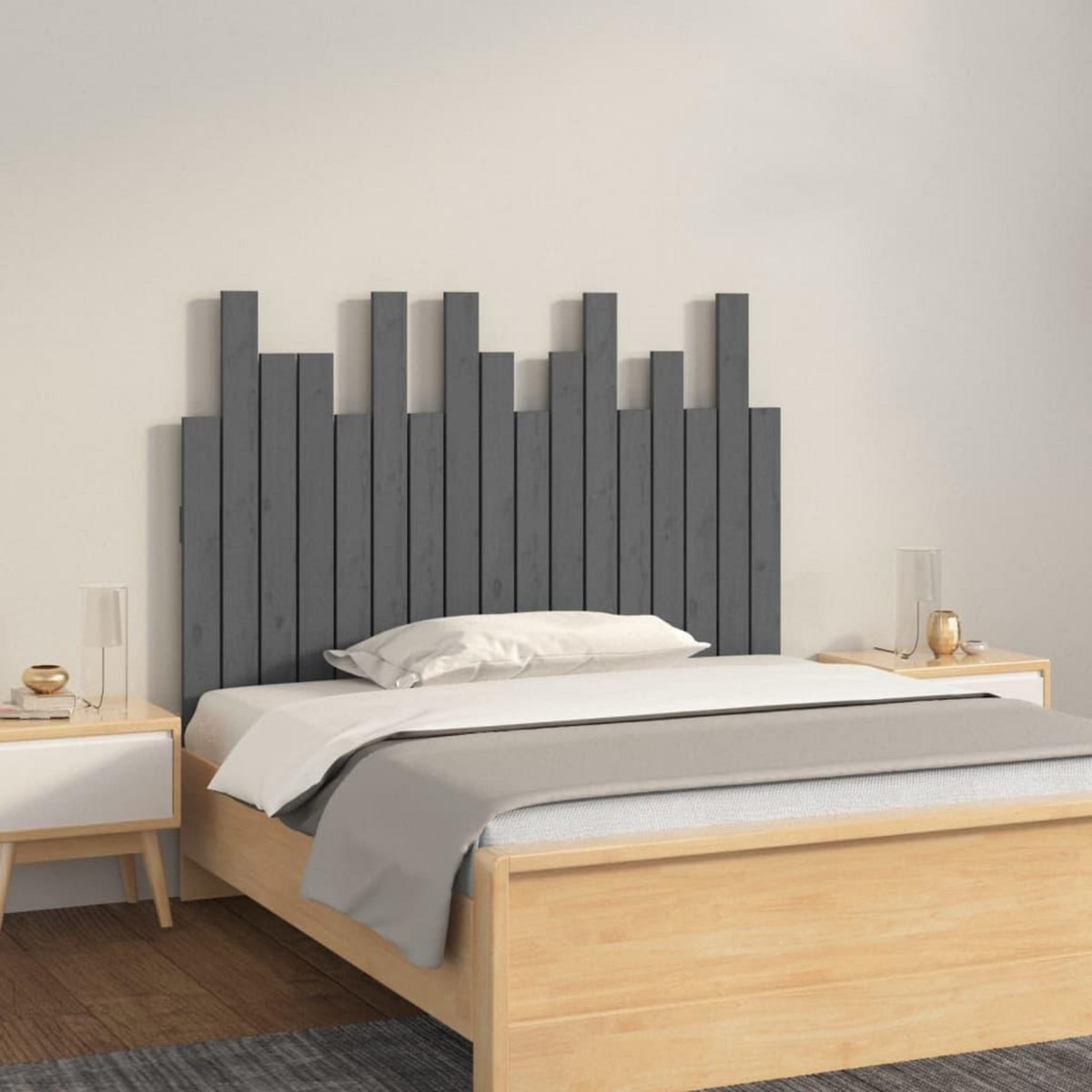 VIDAXL Tete de lit murale Gris 108x3x80 cm Bois massif de pin