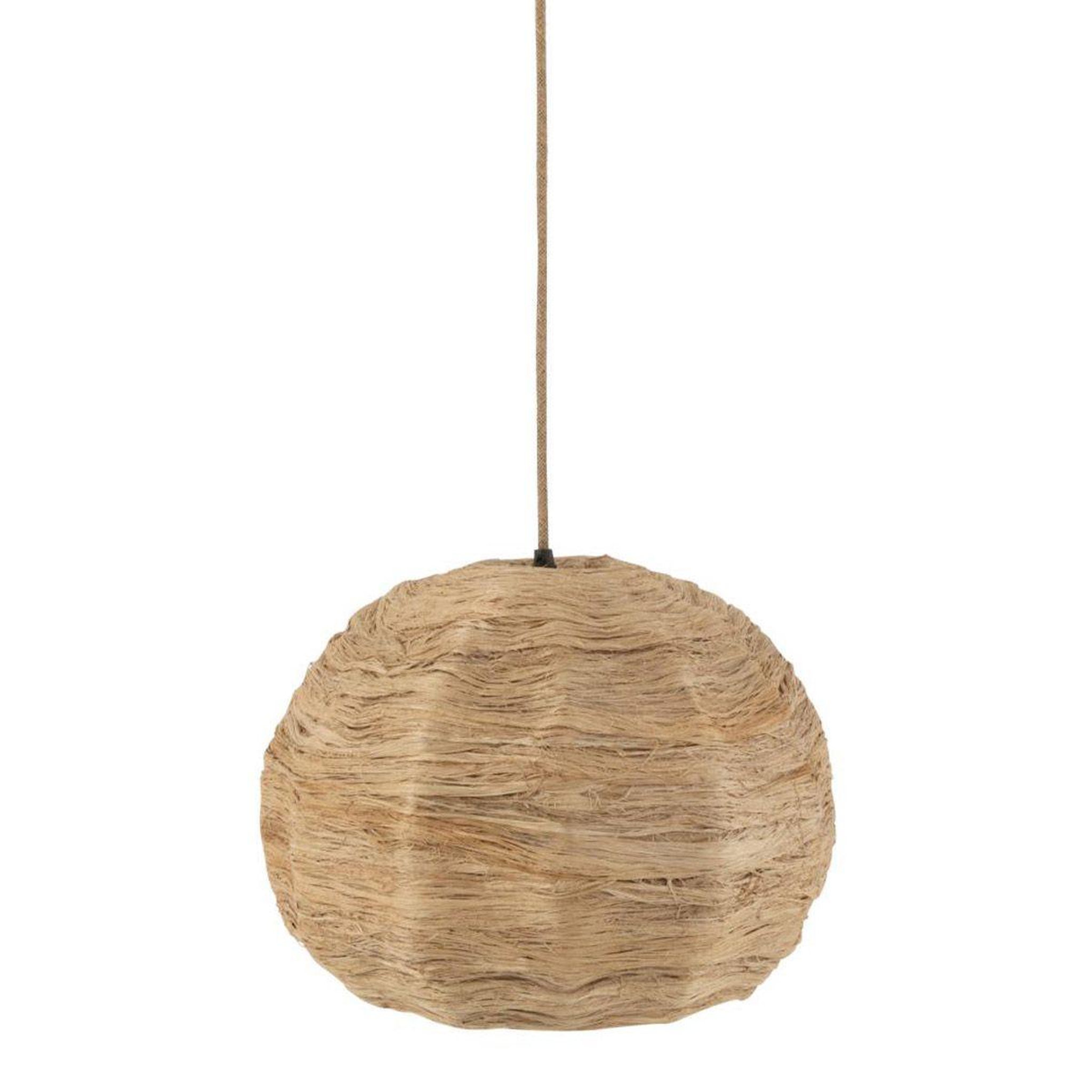 J-LINE Lampe suspension boule  feuille  45cm naturel
