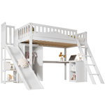 MERAX Lit combiné enfant 90x200cm bois et mdf coloris blanc