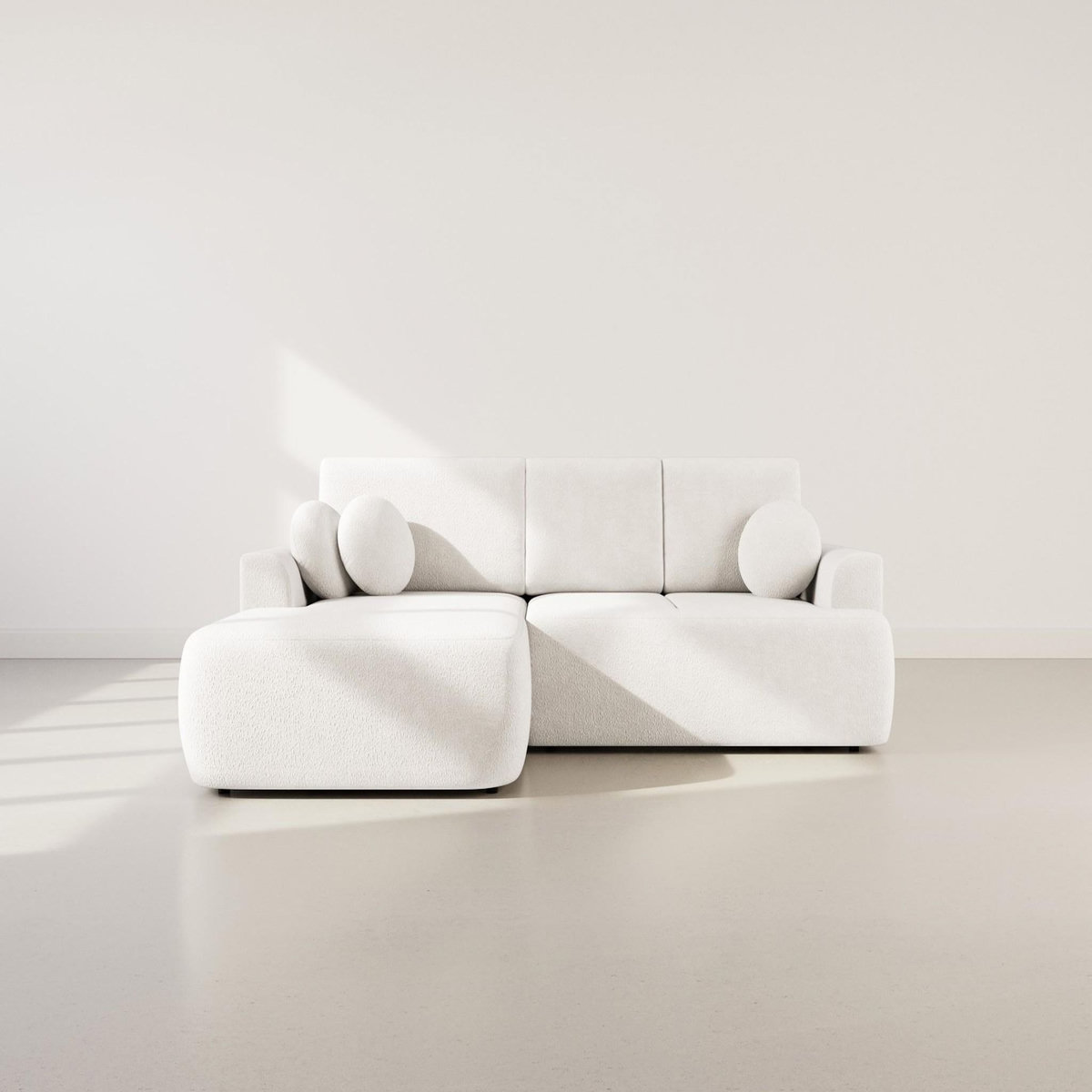 BEST MOBILIER Candela - canapé d'angle gauche 4 places - convertible avec coffre - en tissu bouclette