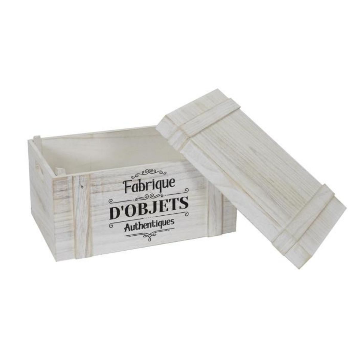 Paris Prix Lot de 3 Cagettes en Bois  Malle Creuse  42cm Blanc