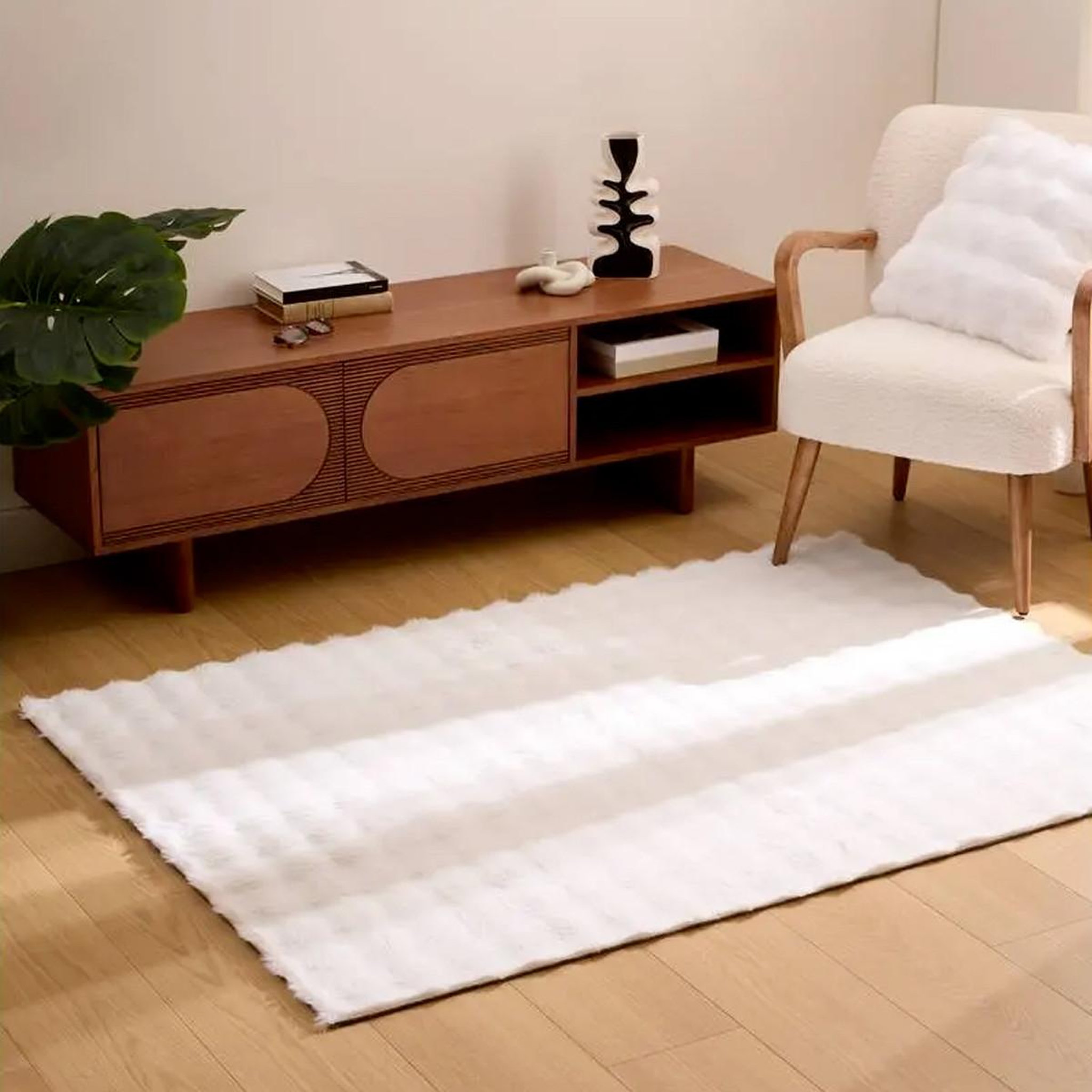Voir la diapositive 4 : ATMOSPHERA Tapis imitation fourrure 3d  zephy  120x170cm blanc
