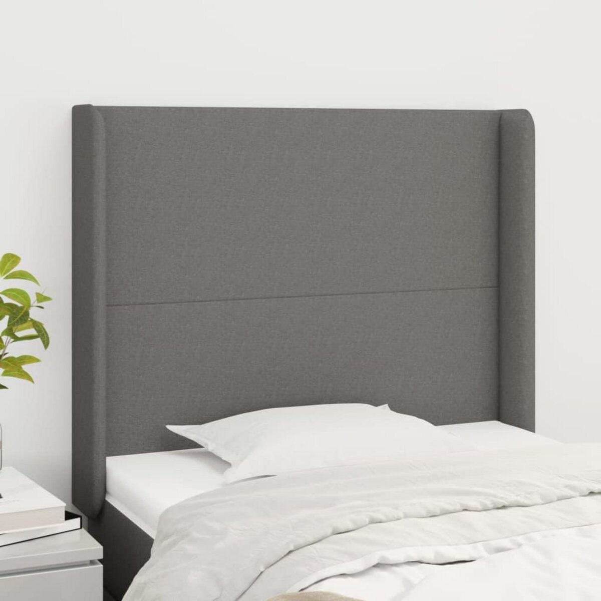 VIDAXL Tete de lit avec oreilles Gris fonce 103x16x118/128 cm Tissu