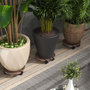 Voir la diapositive 2 : OUTSUNNY Lot de 4 supports ronds pour plantes avec roulettes intérieur extérieur