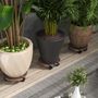 Voir la diapositive 2 : OUTSUNNY Lot de 4 supports ronds pour plantes avec roulettes intérieur extérieur