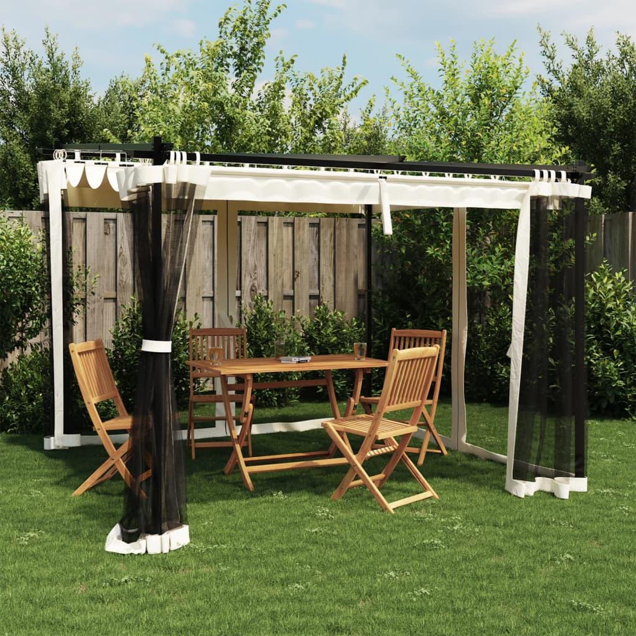VIDAXL Tonnelle avec parois en filet creme 3x3 m acier