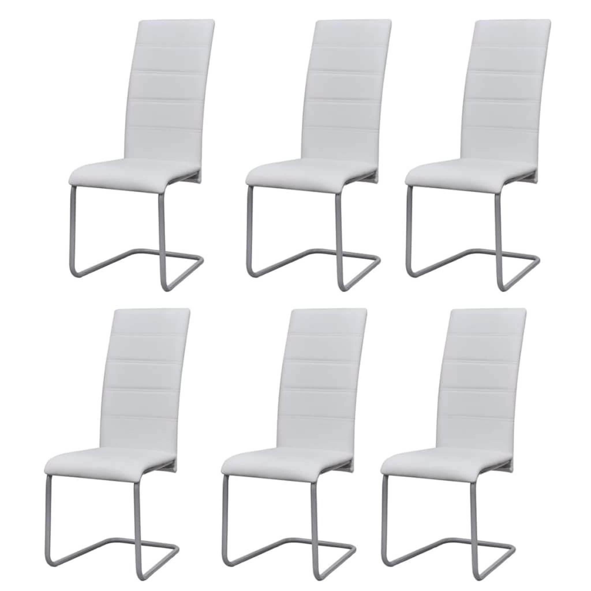 VIDAXL Chaises a manger cantilever lot de 6 blanc similicuir