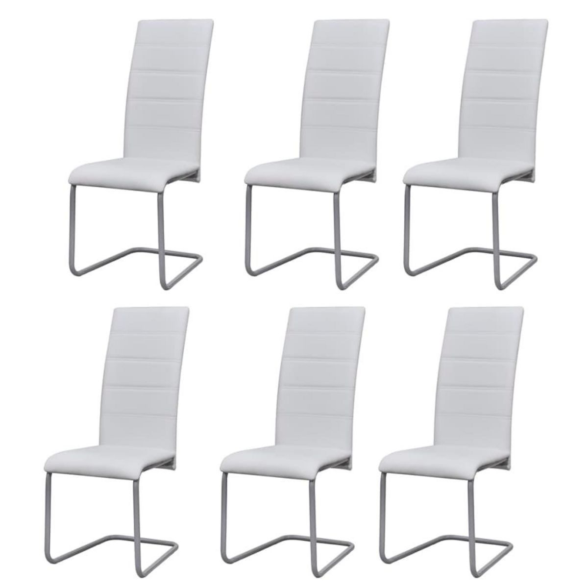 VIDAXL Chaises a manger cantilever lot de 6 blanc similicuir