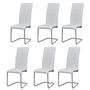 Voir la diapositive 1 : VIDAXL Chaises a manger cantilever lot de 6 blanc similicuir