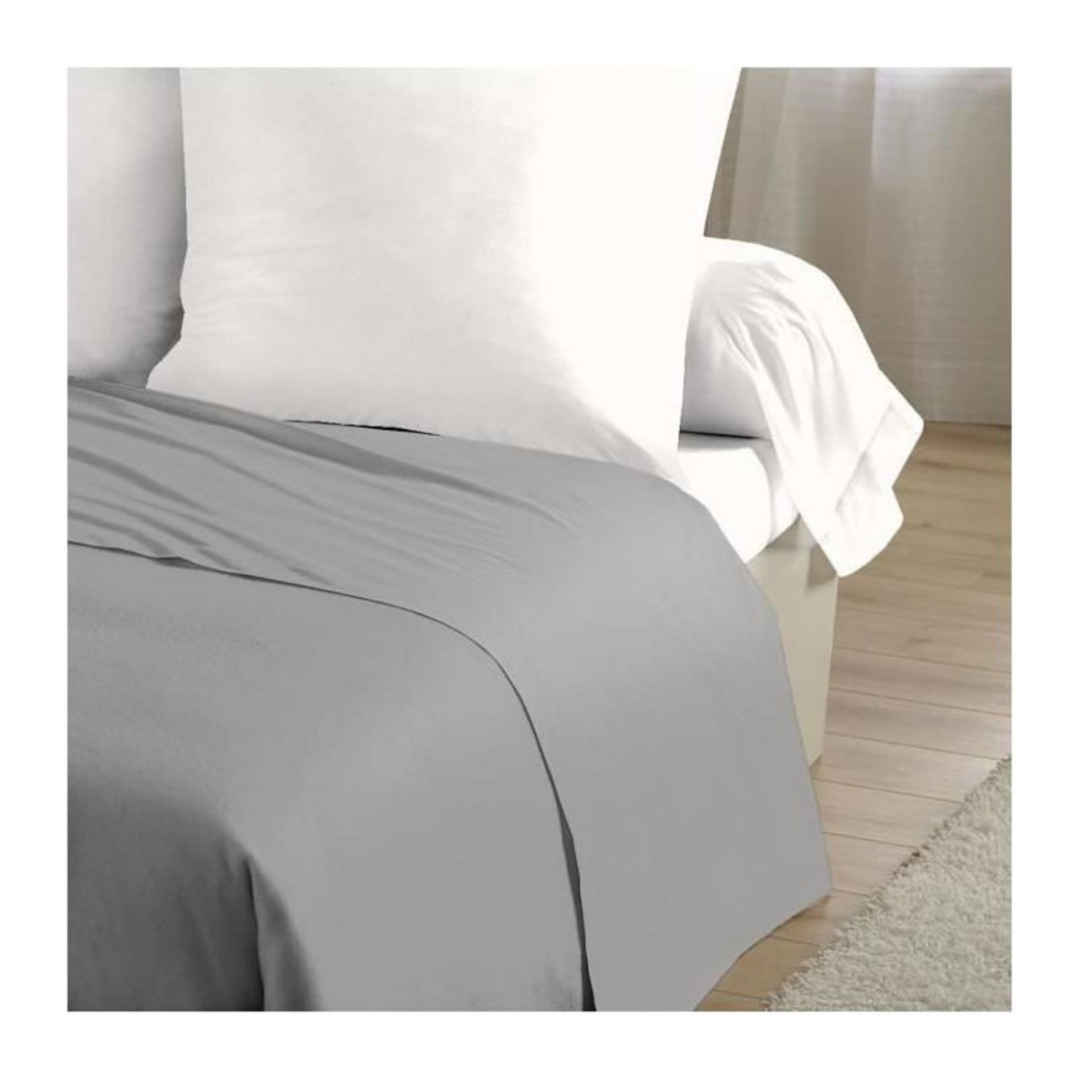 HOME LINGE PASSION Drap plat - HOME LINGE PASSION - 180 x 290 cm - 1 personne - Gris clair