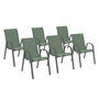 Voir la diapositive 1 : ID MARKET Lot de 6 chaises de jardin LYMA métal et textilène empilables vert olive