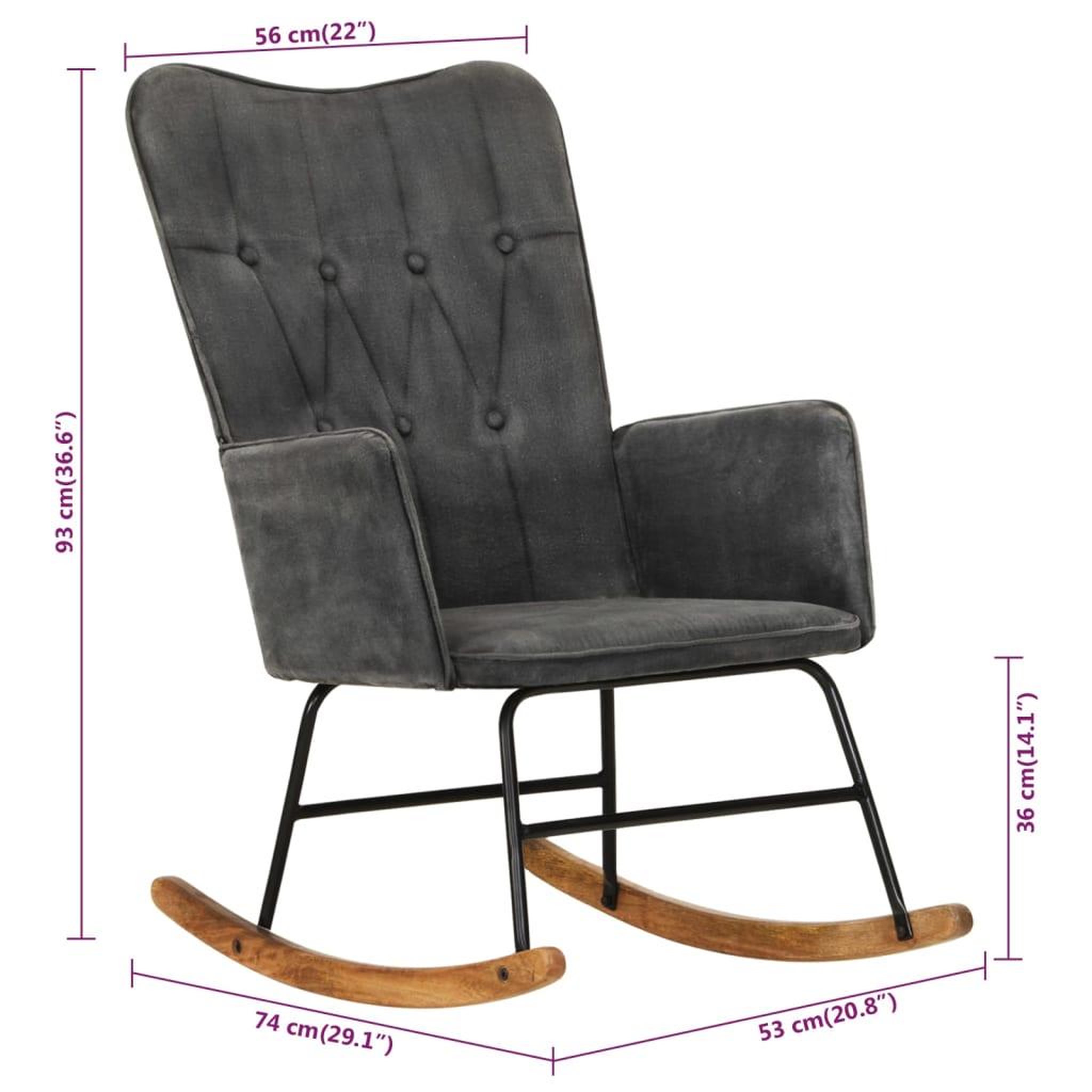 Voir la diapositive 6 : VIDAXL Fauteuil a bascule Noire vintage Toile
