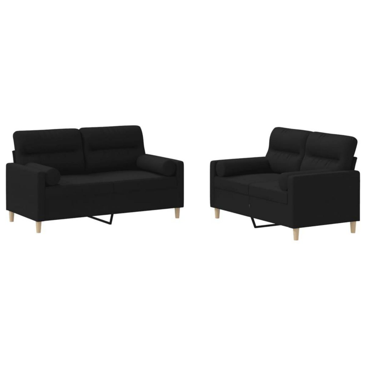 VIDAXL Ensemble de canapes 2 pcs avec coussins noir tissu