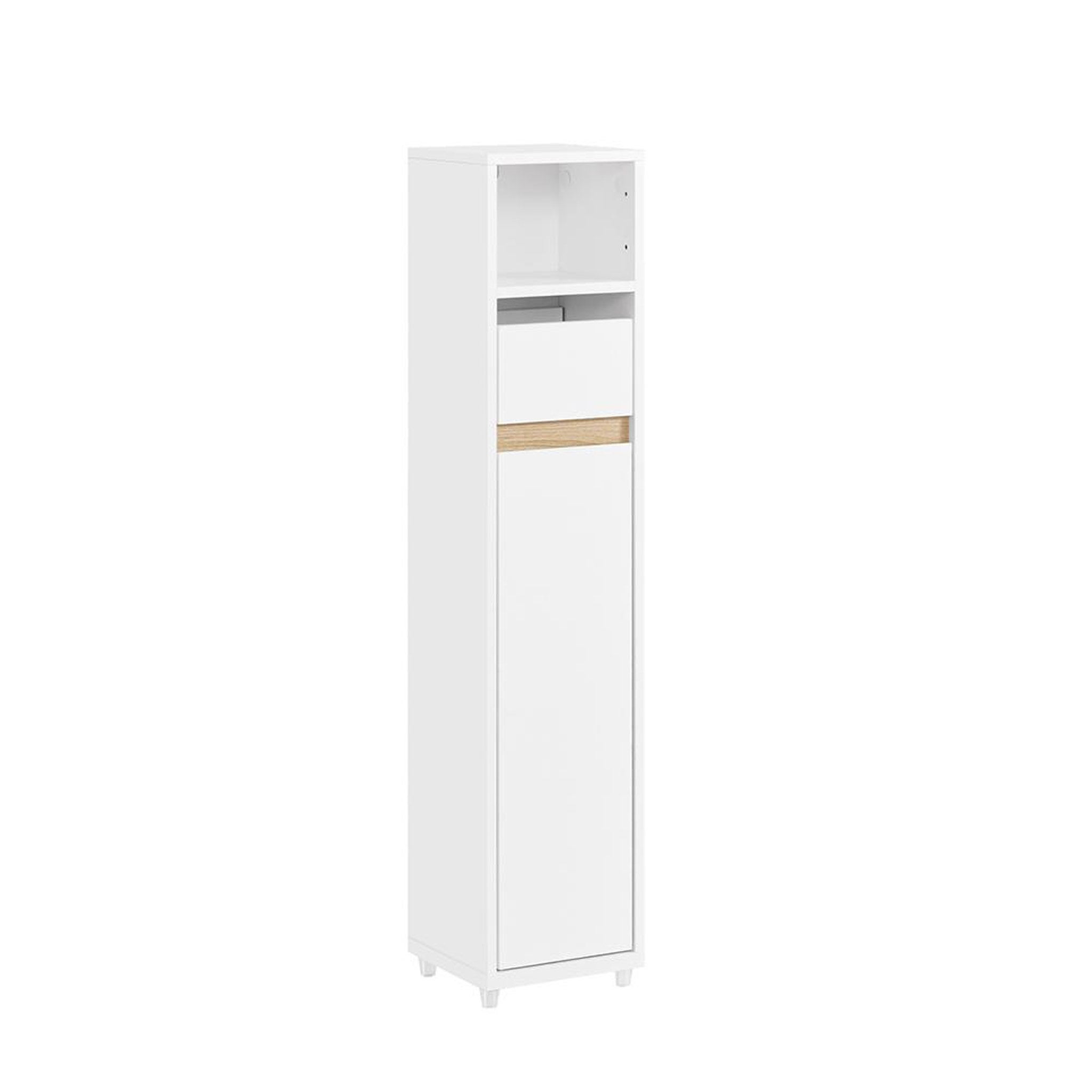SOBUY SoBuy - Meuble de salle de bain bas avec un tiroir - Blanc - 20x20x96cm - Minimaliste - BZR151-W