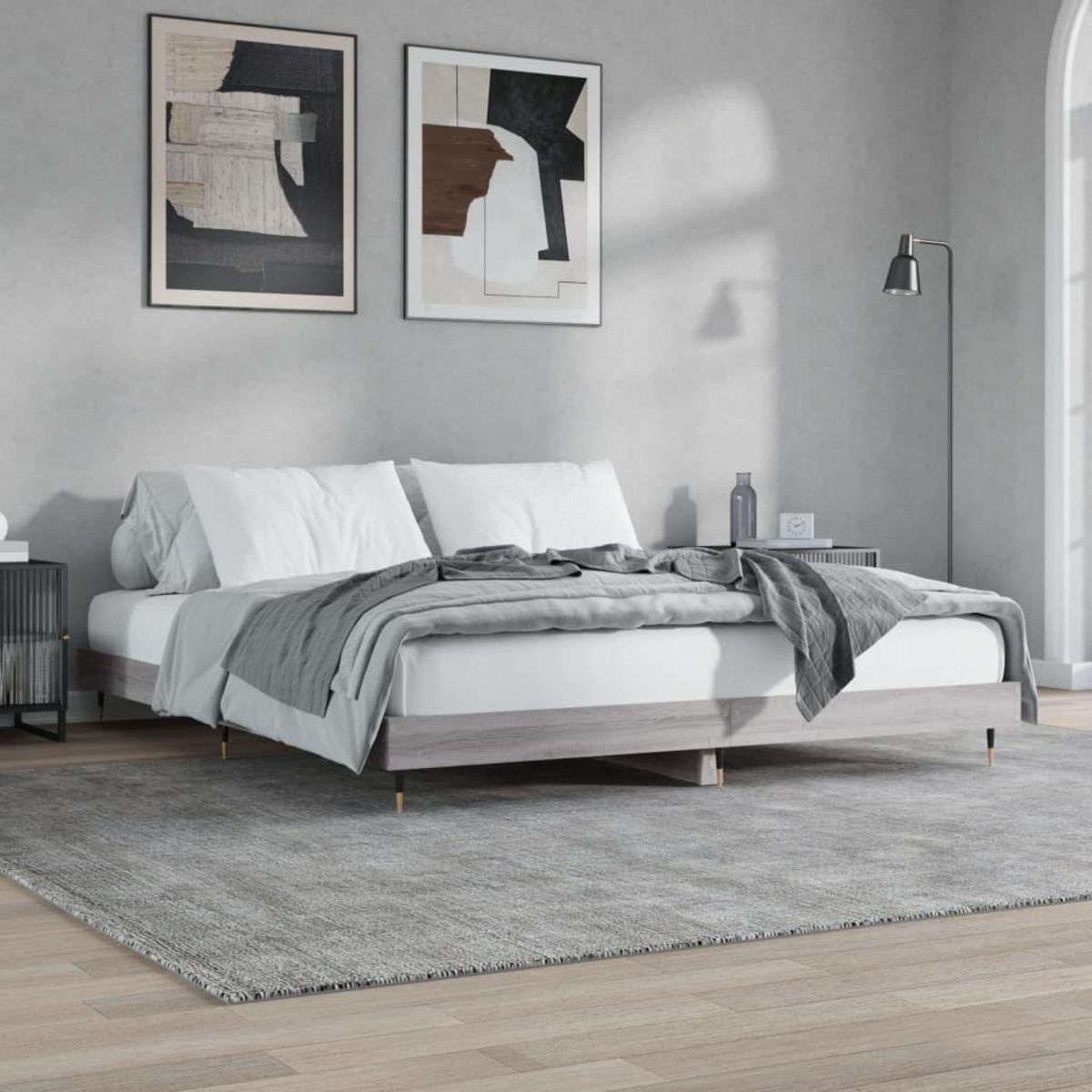VIDAXL Cadre de lit sans matelas sonoma gris 200x200 cm