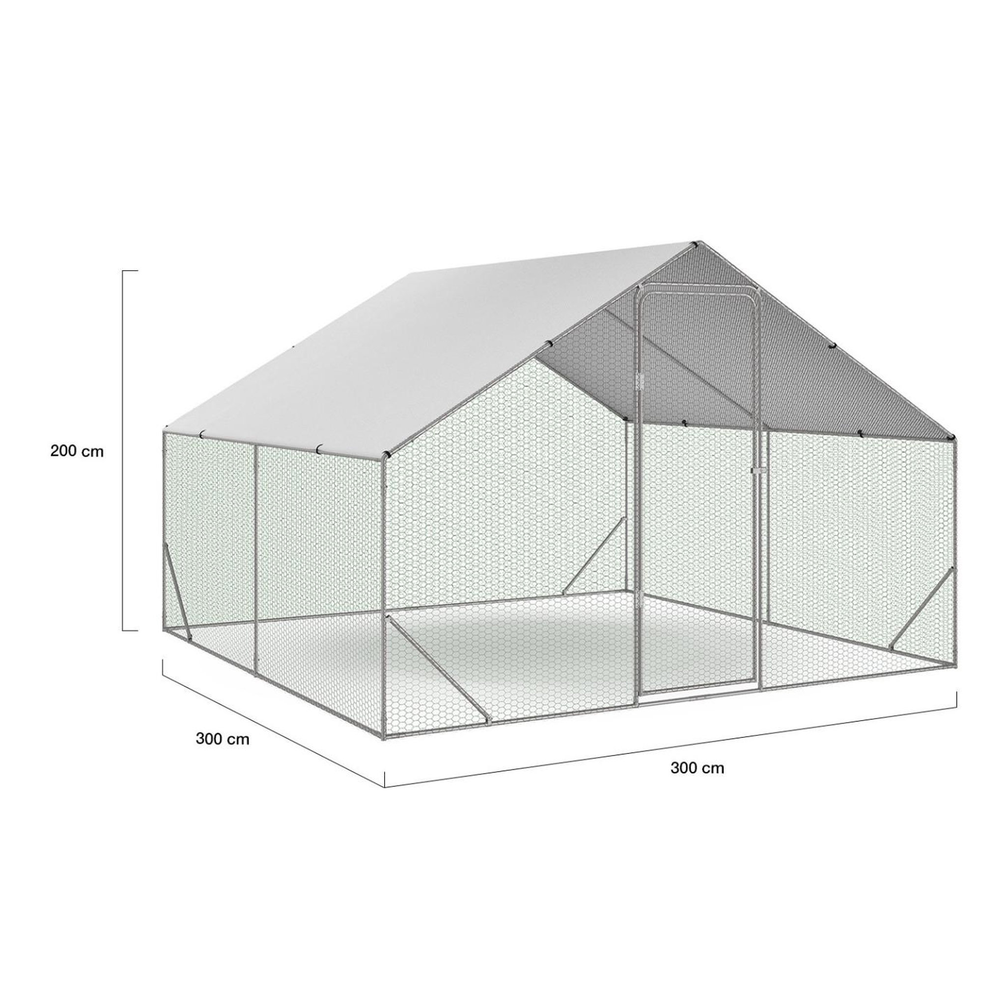 Voir la diapositive 4 : ID MARKET Enclos poulailler 9 m² parc grillagé 3x3 m acier galvanisé