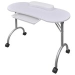 VIDAXL Table à manucure pliable avec roulettes Blanc