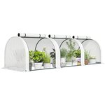 OUTSUNNY Mini serre de jardin serre à tomates 2,95L x 1l x 0,8H m acier PE haute densité 140 g/m² anti-UV 3 fenêtres zip enroulables blanc