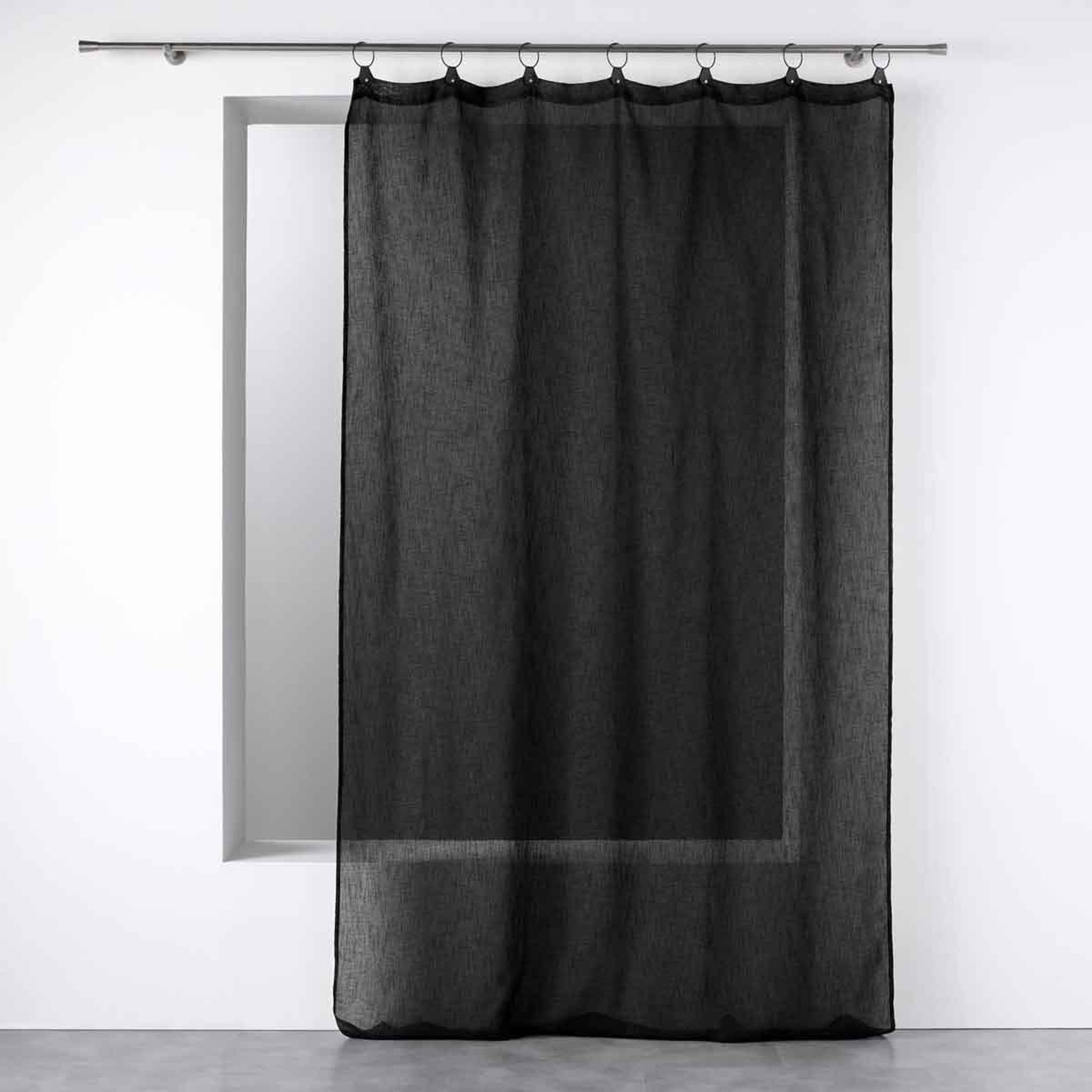 Douceur d'Intérieur Rideau voilage à anneaux  linka  140x240cm noir