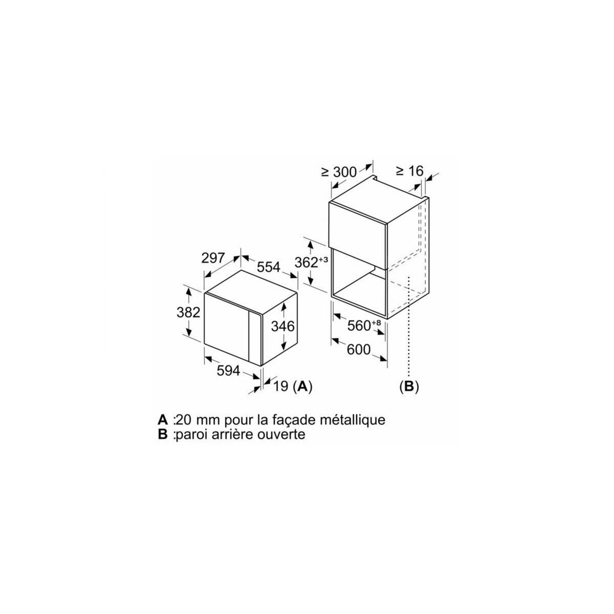BOSCH Micro-ondes solo encastrable 20l 800w blanc - BFL523MW1F