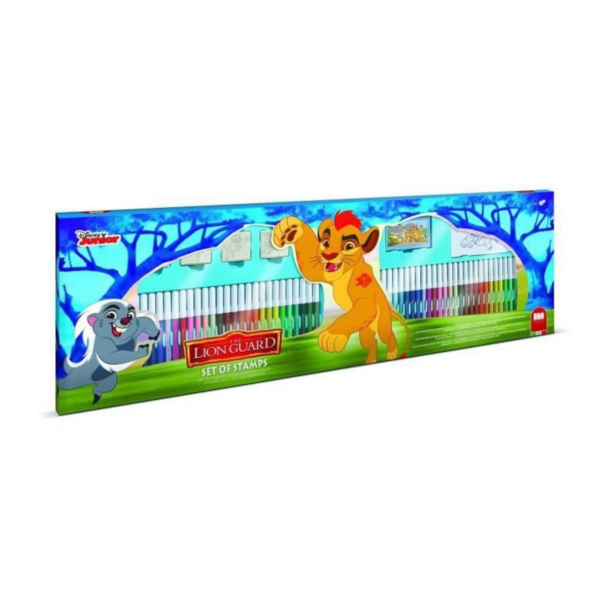 Multiprint Coffret coloriage - MULTIPRINT - 18946 - 60 feutres 4 tampons La Garde du Roi Lion