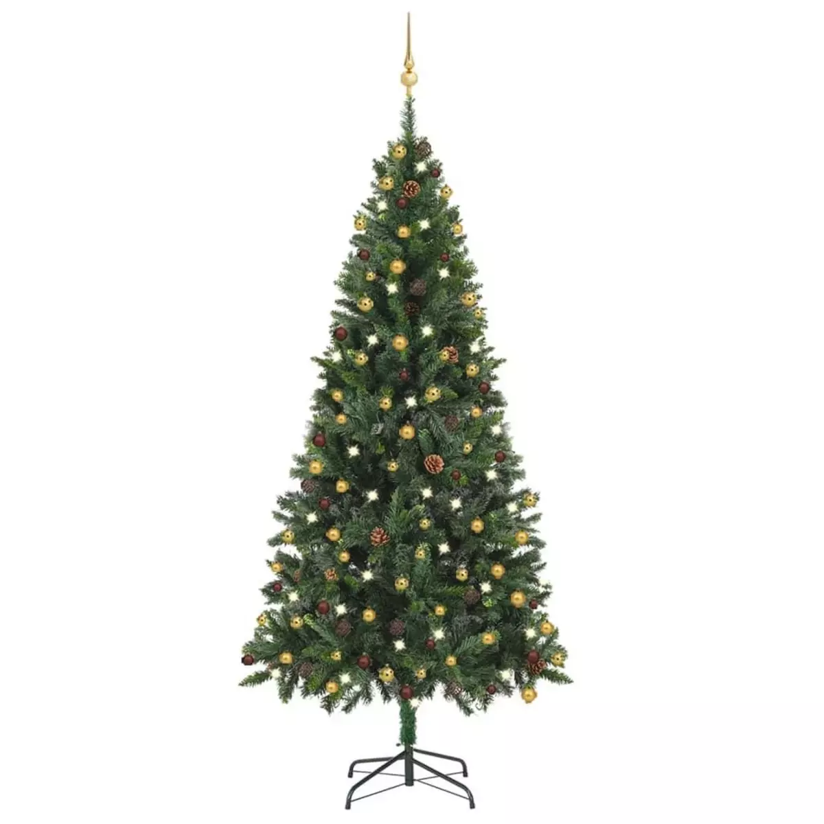 VIDAXL Arbre de Noël artificiel pre-eclaire et boules vert 210 cm