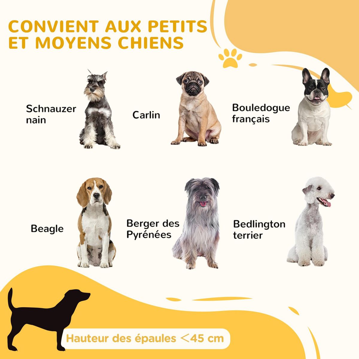 PAWHUT Barrière de sécurité pour chien, barrière de protection à 2 panneaux largeur réglable 63-106L x 44l x 67H cm, barrière pour escalier, porte, couloirs, en bois de pin et acier, blanc