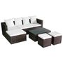 Voir la diapositive 2 : VIDAXL Salon de jardin 4 pcs avec coussins Resine tressee Marron