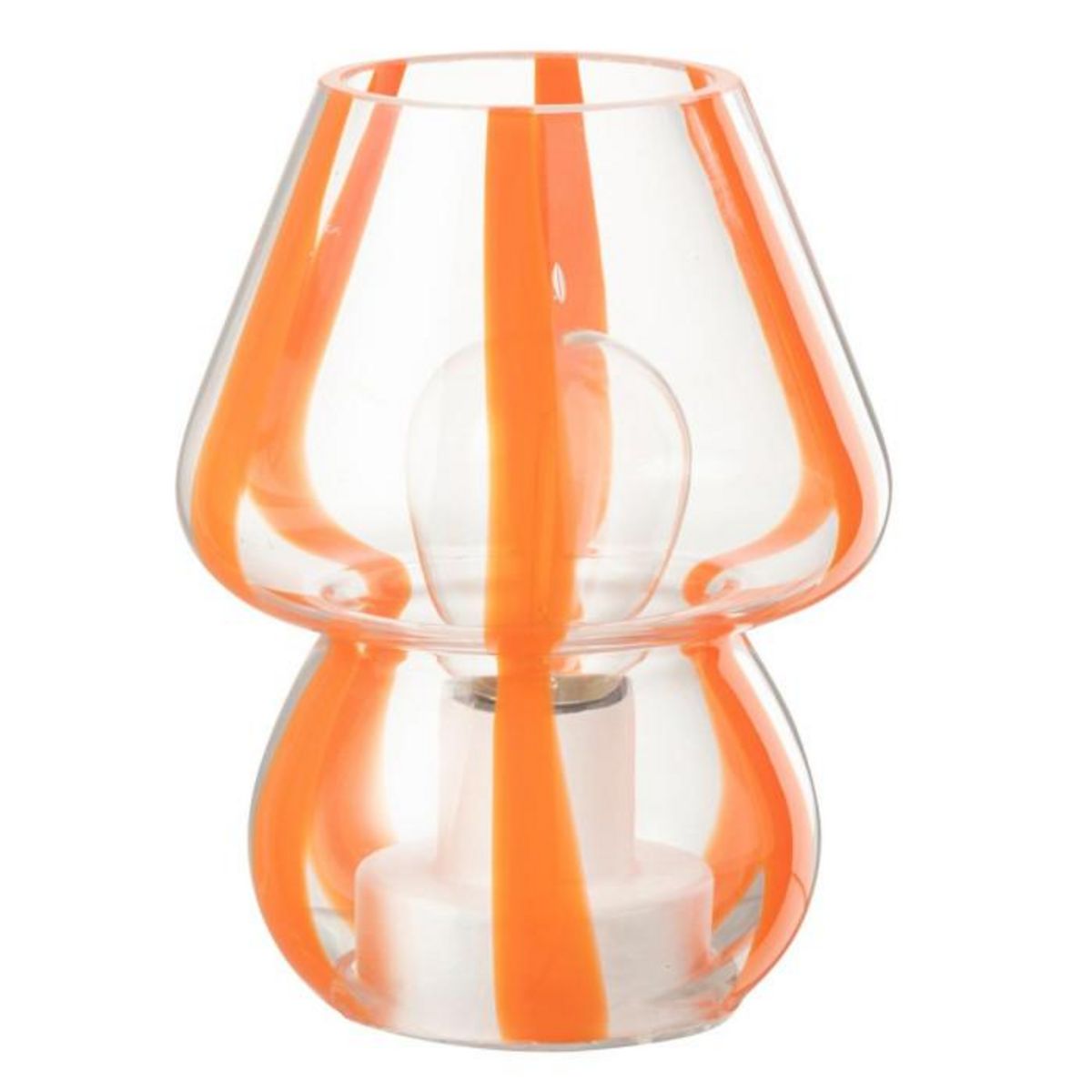 Paris Prix Lampe à Poser Rayures en Verre  Ophelie  19cm Orange