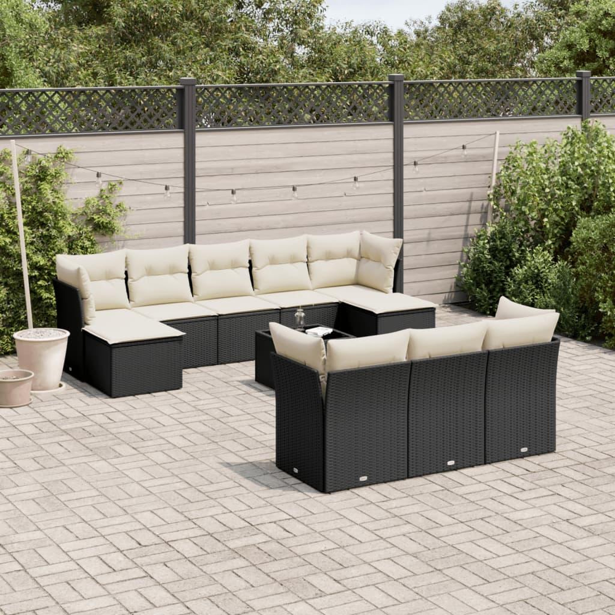 VIDAXL Salon de jardin 11 pcs avec coussins noir resine tressee